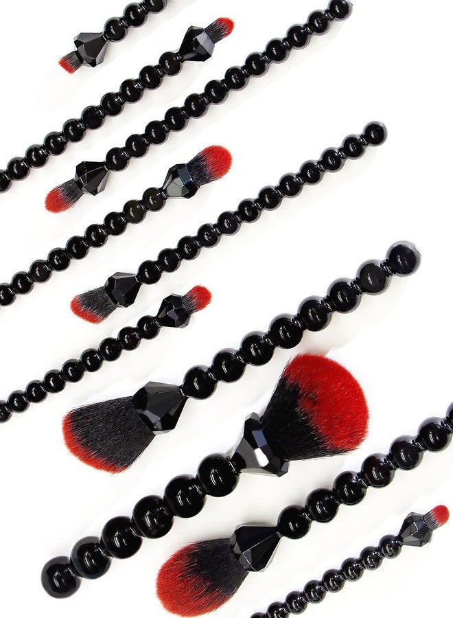 COSHINE Unique Diamond and Pearl Design Makeup Brush Set, 10pcs Cute and Full Complete Powder, Concealer, Blush, Eye Shadow Cosmetic Brushes Kit (BLACK) - Image 5